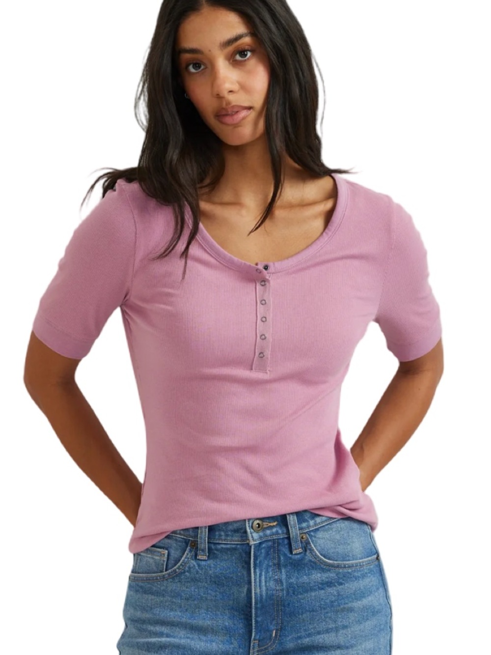 Eddie Bauer Women's Softline Short Sleeve Ribbed Henley NWT Size XL